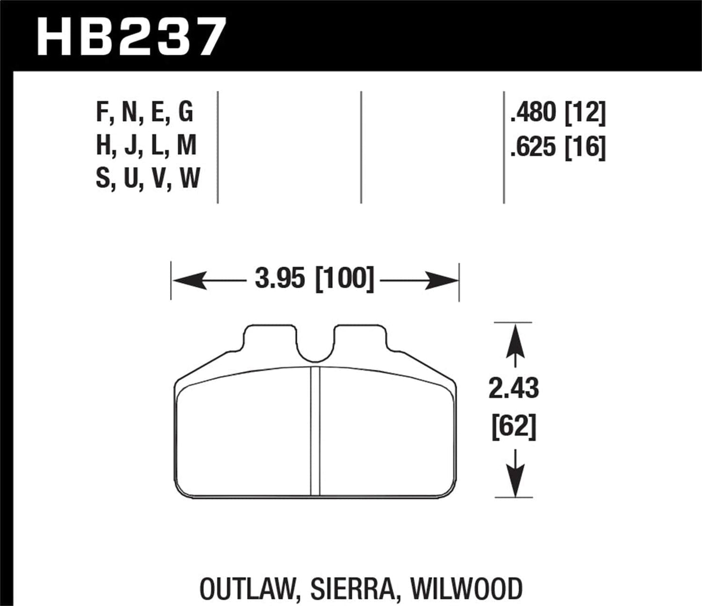 Hawk Wilwood Dynalite Caliper 12mm Street DTC-60 Brake Pads