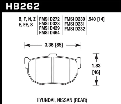 Hawk 89-93 Miata Blue 9012 Race Rear Brake Pads D458
