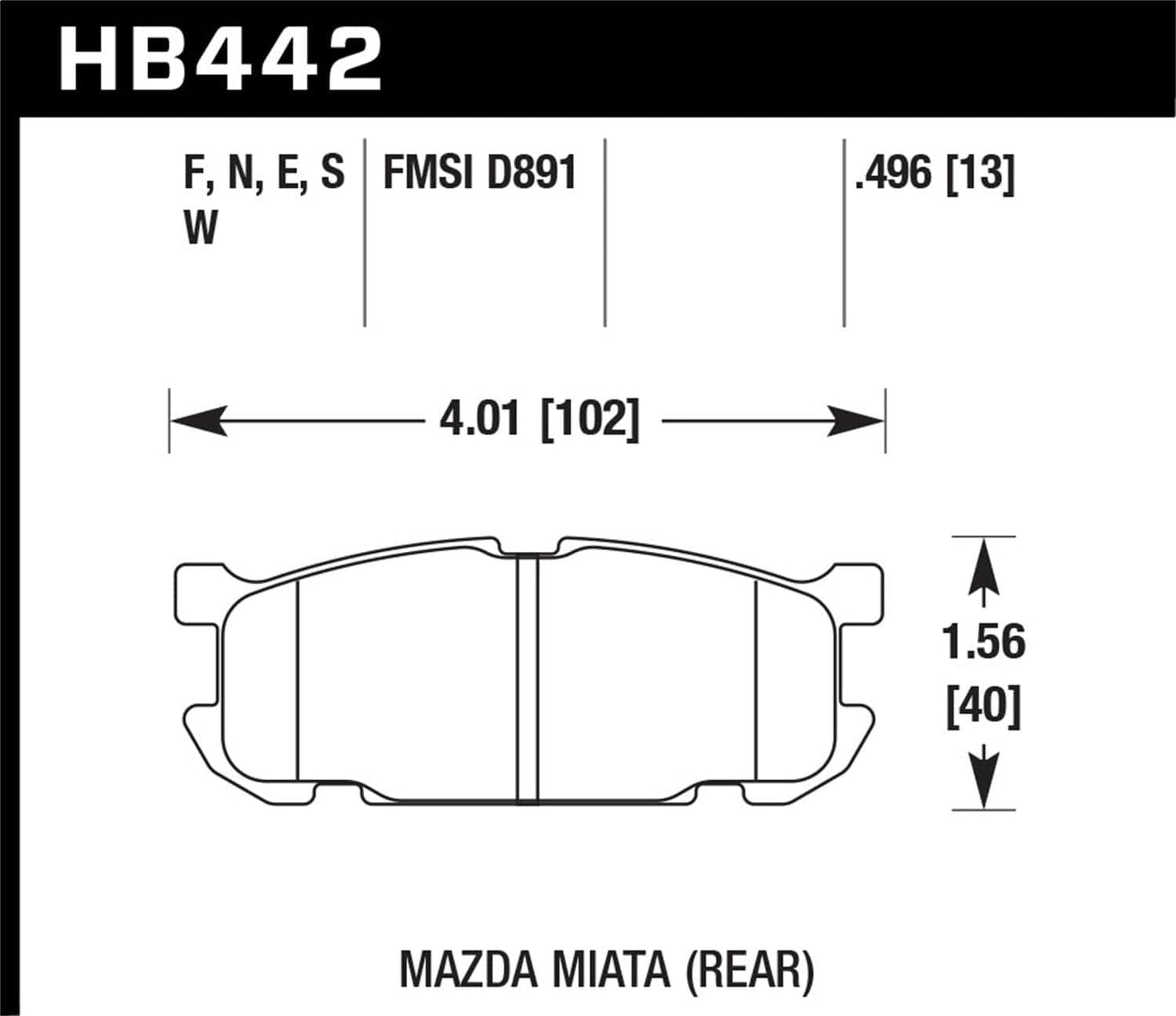 Hawk 01-02 Miata w/ Sport Suspension HP+ Street Rear Brake Pads (D891)