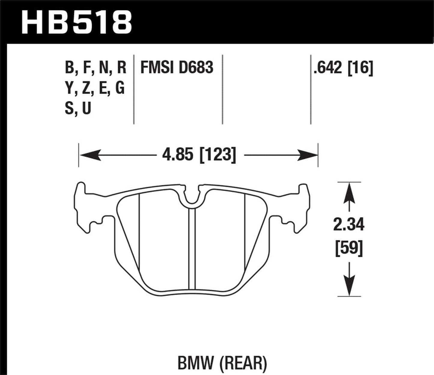 Hawk BMW 3/5/7 Series / M3 / Z3 / Z4 Race Blue 9012 Rear Brake Pads