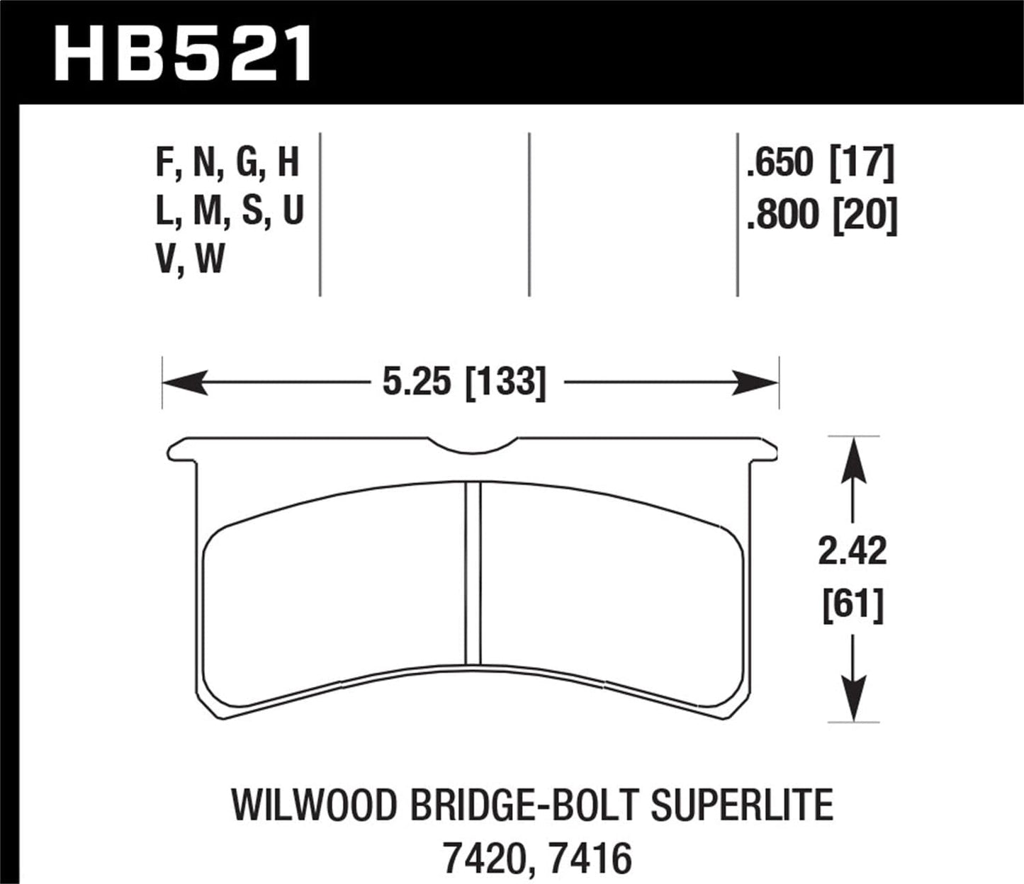 Hawk Wilwood SL AP Racing Outlaw .8 Inch Super-lite Brake Pad Set