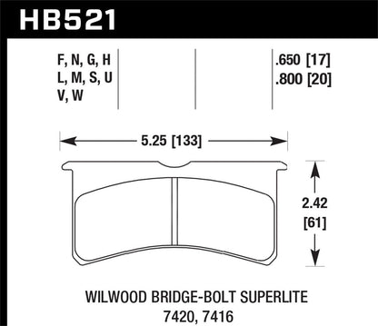 Hawk Wilwood SL AP Racing Outlaw .8 Inch Super-lite Brake Pad Set