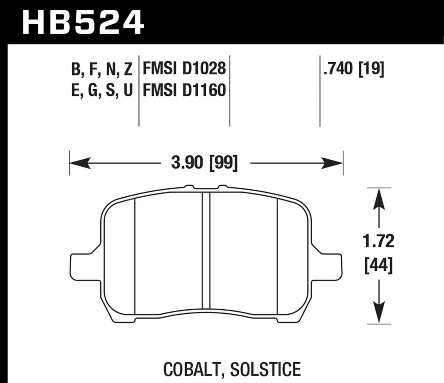 Hawk 04-09 Cadillac XLR / 97-11 Chevrolet Cadillac / 05-06 Pontiac GTO DTC-70 Front Race Brake Pads