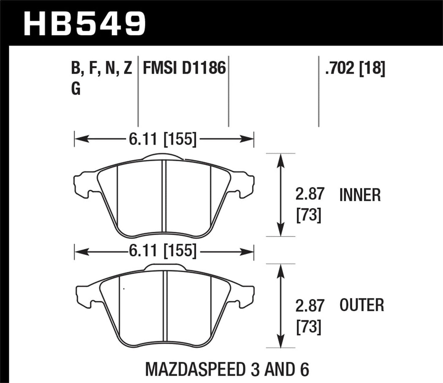 Hawk 07-08 Acura TL Type S DTC-60 Race Front Brake Pads