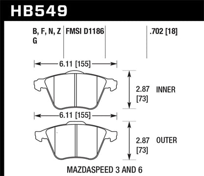 Hawk 07-08 Acura TL Type S DTC-60 Race Front Brake Pads