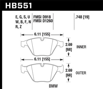 Hawk 07-08 Acura TL Type S DTC-30 Race Front Brake Pads