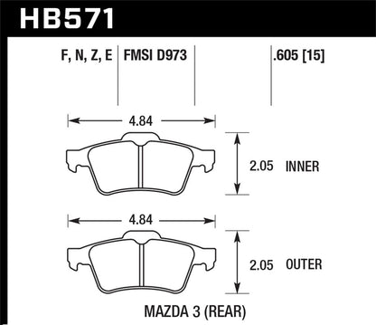 Hawk 03-07 RX8 Blue Race Rear Brake Pads D1008