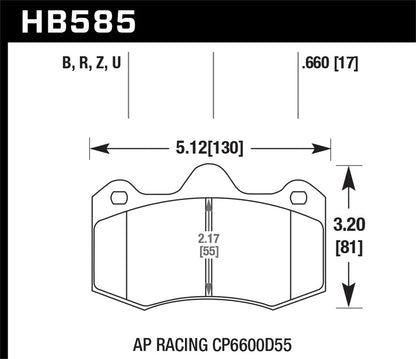 Hawk DTC-80 10-11 Chevy Corvette Grand Sport / 06-08 Corvette Z06 (1 piece) Front Race Brake Pads