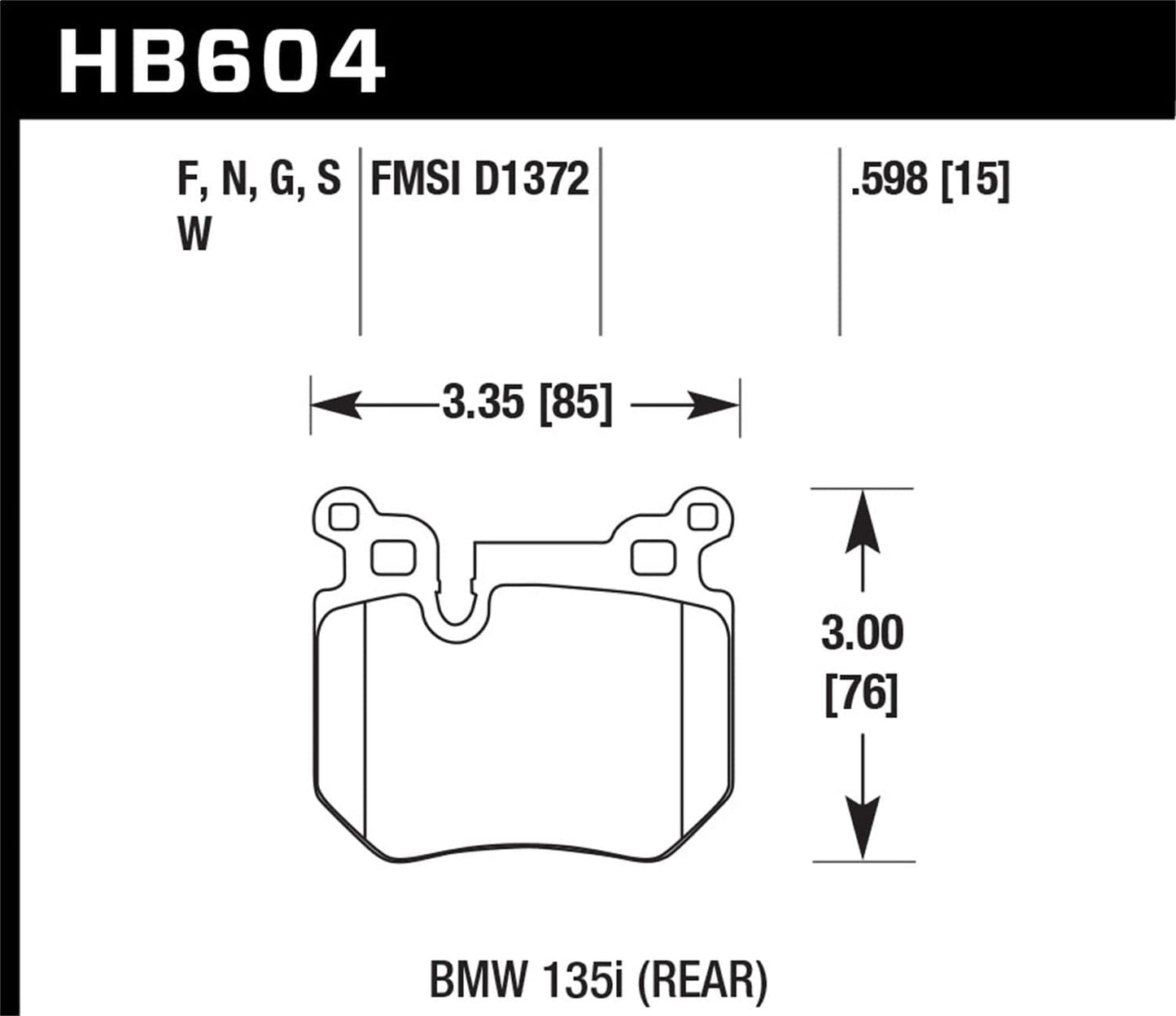 Hawk AP Racing/FF 2000 14mm DTC-60 Rear Race Brake Pads