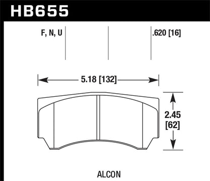 Hawk Alcon B/MB4/ Brembo XA2.E5.01/04 / XA5.90.01/04 / XA6.H7.11/14 DTC-70 Race Brake Pads
