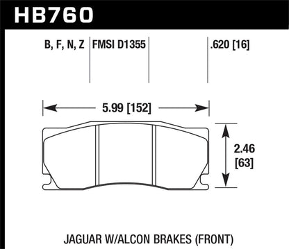 Hawk 08-12 Cadillac CTS-V / 12 Jeep Grand Cherokee (WK2) SRT8 DTC-60 Front Race Brake Pads