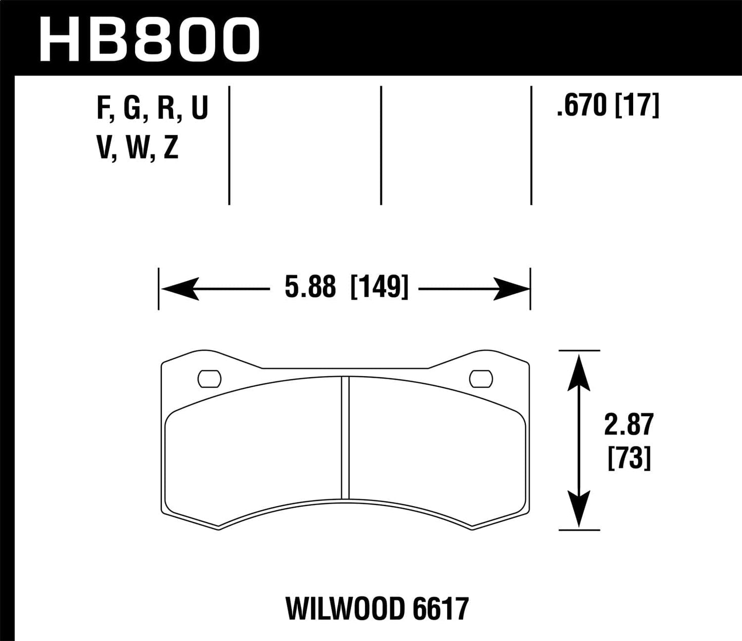 Hawk Universal Brembo DTC-70 Race Brake Pads Thickness 1.018