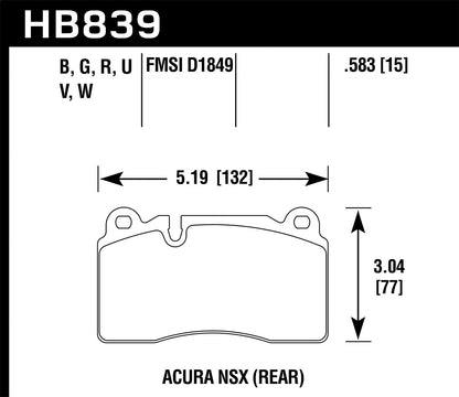 Hawk 2014 McClaren MP4-12C (Spider) DTC-60 Rear Race Brake Pads