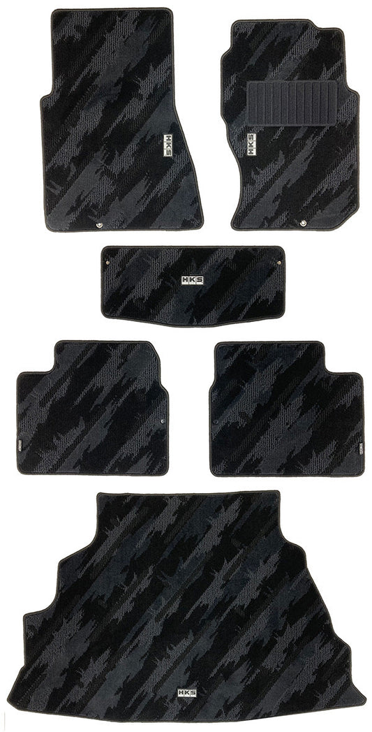 HKS Floor Mat (Monotone Oil Color - 6 Piece Set) - Nissan Skyline GT-R BNR32 RHD 89-94