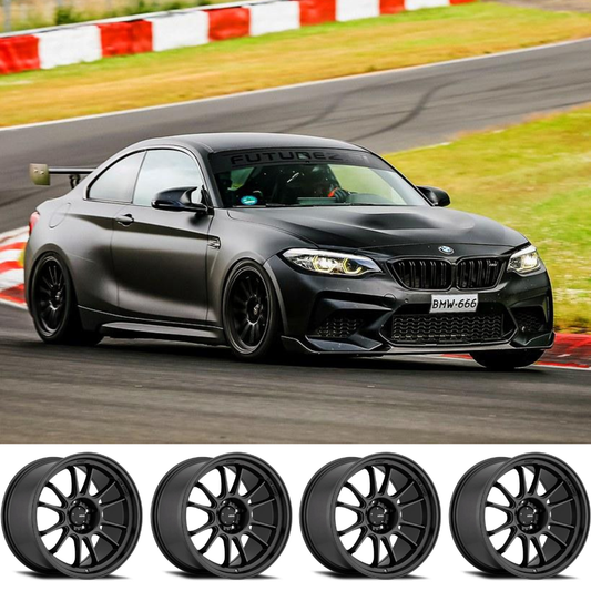 (set of 4) Konig Hypergram Matte Black | 18x9.5 +35mm For BMW F87 M2