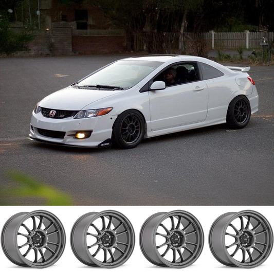 (set of 4) Konig Hypergram Matte Grey | 17x9 +25mm For Honda Civic 8th Gen