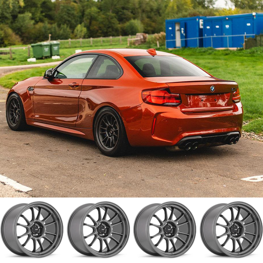 (set of 4) Konig Hypergram Matte Grey | 18x11 +25mm For BMW M2