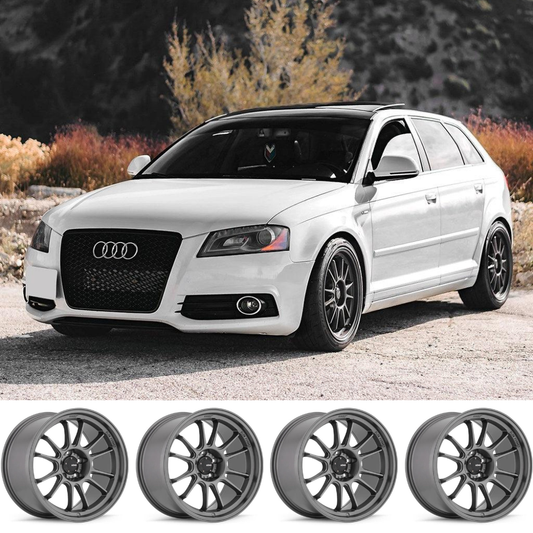 (set of 4) Konig Hypergram Matte Grey | 18x8.5 +43mm For Audi A3