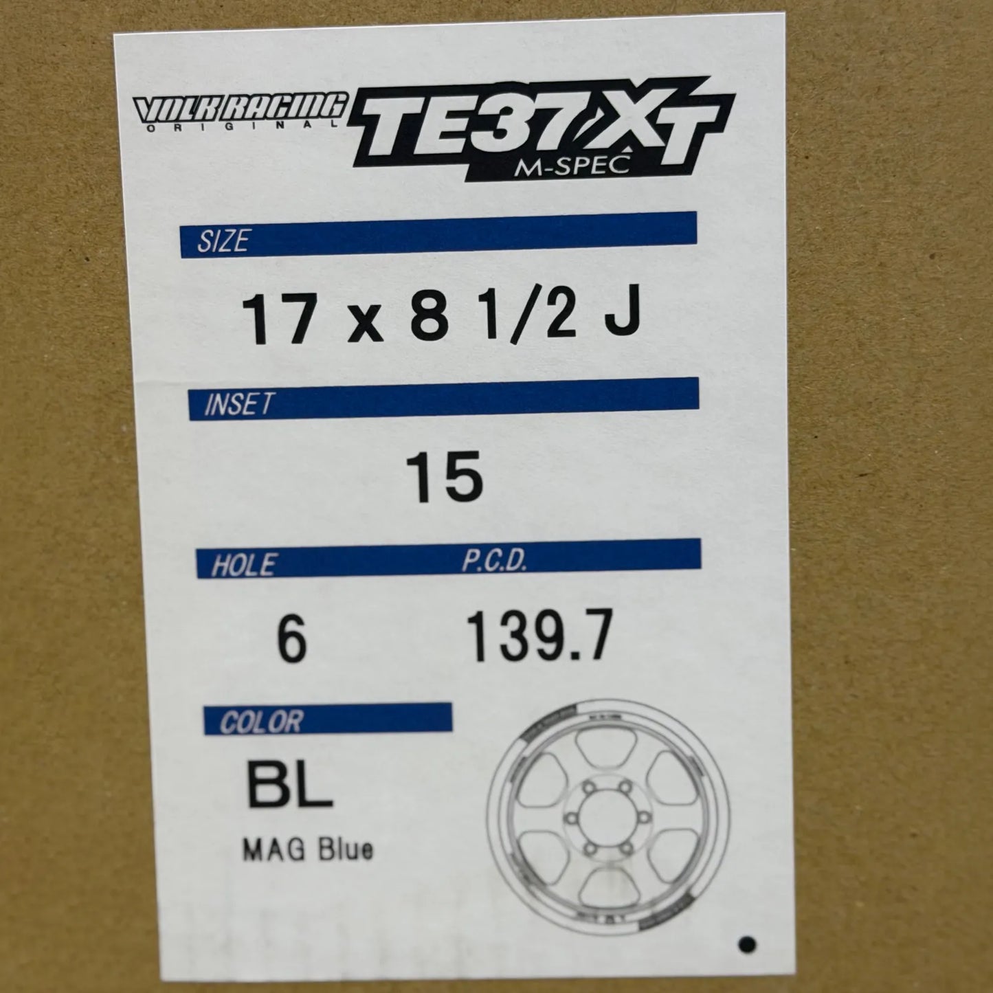 Volk Racing TE37XT M-Spec 17x8.5 +15 6x139.7 Mag Blue (SET)