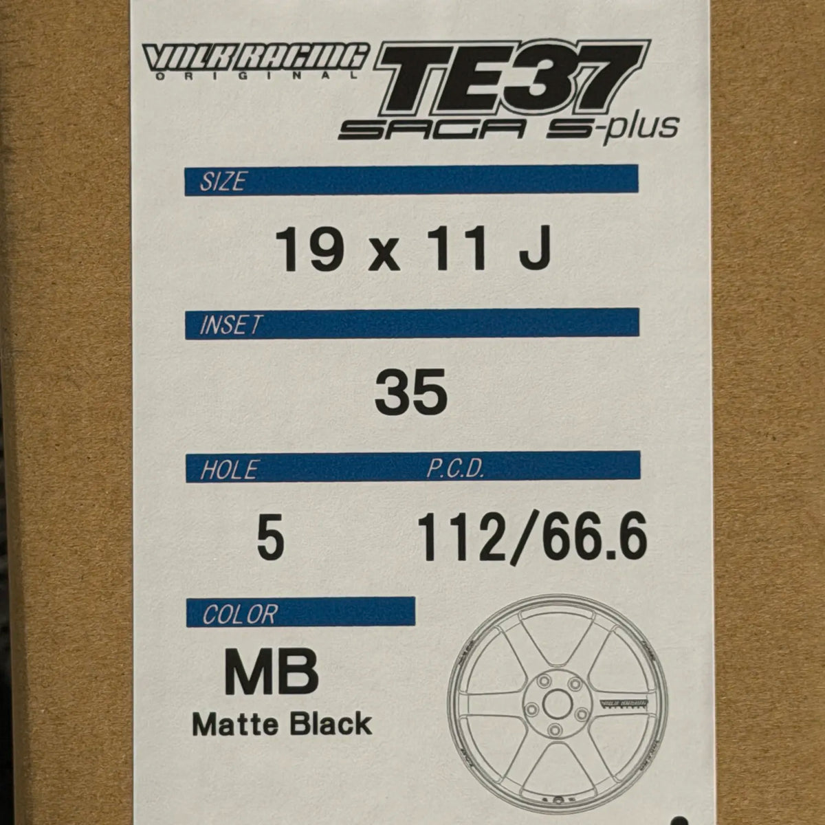Volk Racing TE37 Saga S-Plus 19x9.5 +25, 19x11 +35 5x112 Matte Black (SET)