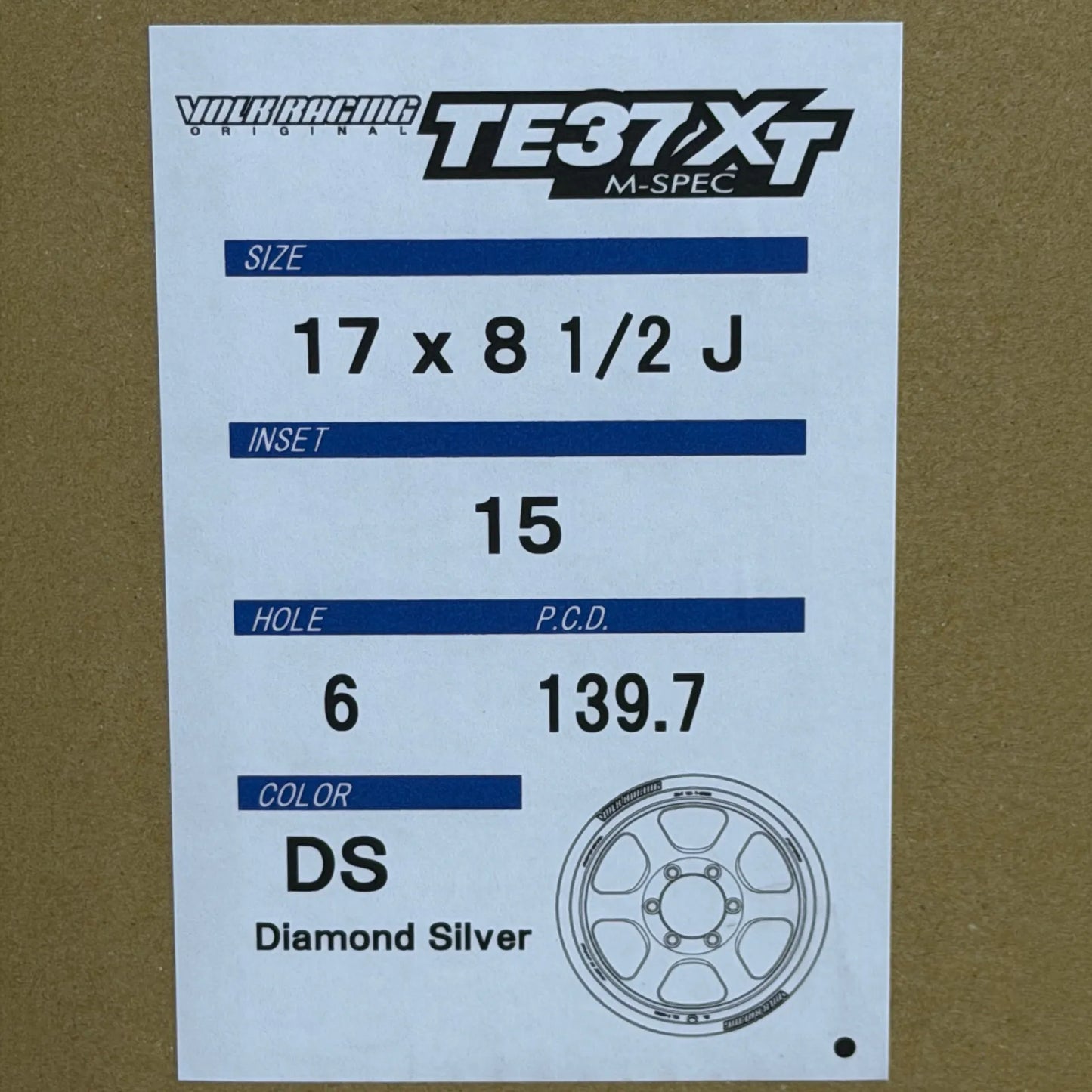 Volk Racing TE37XT M-Spec 17x8.5 +15 6x139.7 Diamond Silver (SET)