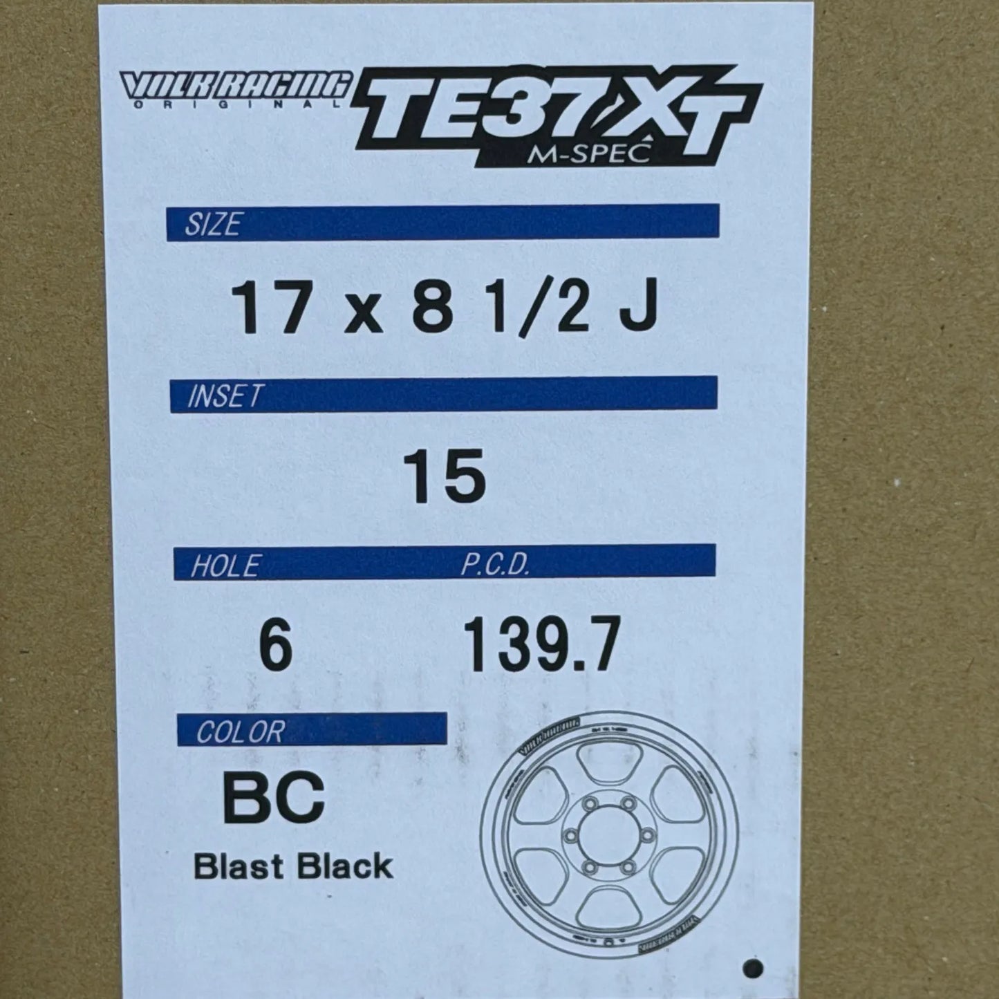 Volk Racing TE37XT M-Spec 17x8.5 +15 6x139.7 Blast Black (SET)