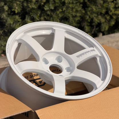 Volk Racing TE37 Saga S-Plus 17x9 5x114.3 Dash White Wheels - Set