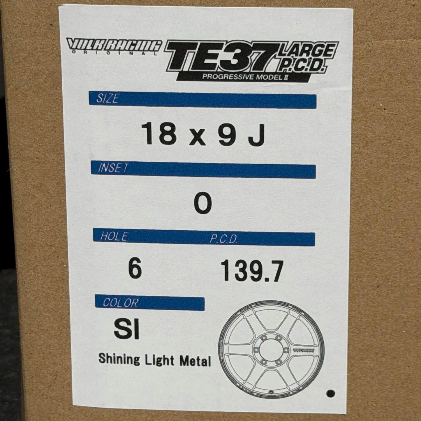 Volk Racing TE37 Large PCD Progressive Model II 18x9 +0 6x139.7 Shining Light Metal (SET)