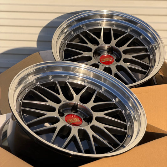 BBS LM 20x9.5 +8, 20x10.5 +15 5x112 Diamond Black / Gloss Black Barrel (SET)