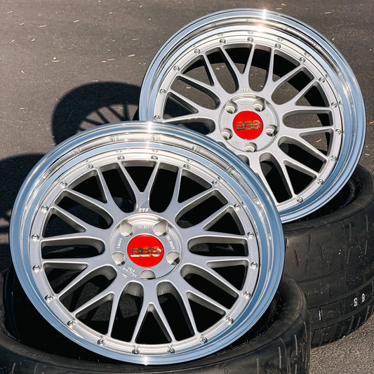 BBS LM 19x9.5 +23, 19x11 +35 5x112 Diamond Silver / Gloss Black Barrel (SET)