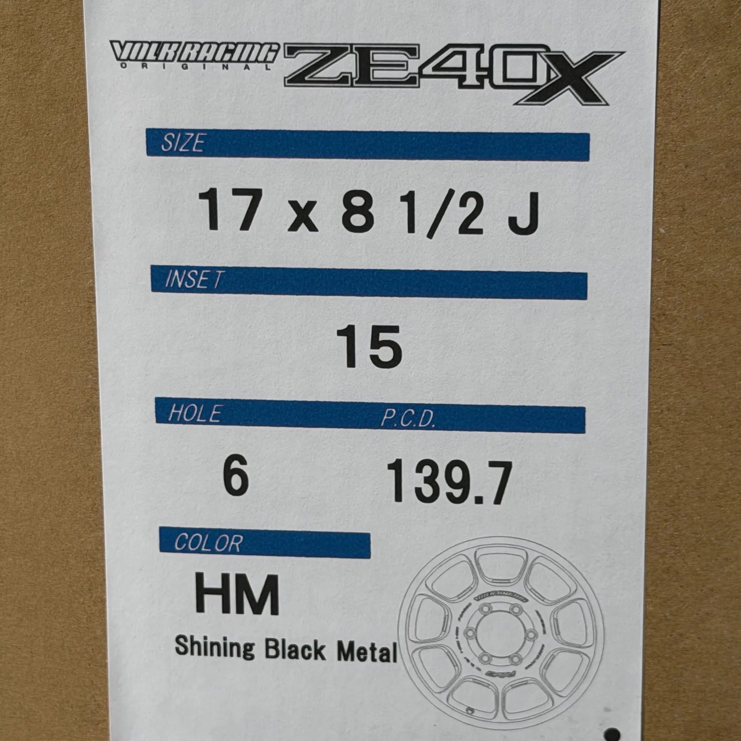 Volk Racing ZE40X 17x8.5 +15 6x139.7 Shining Black Metal (SET)