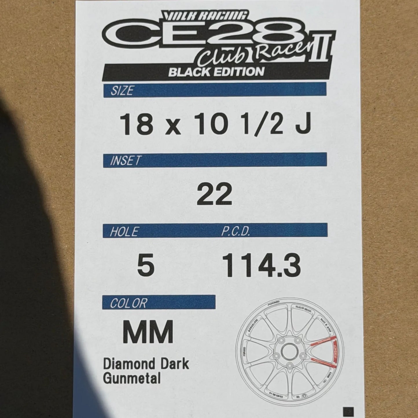 Volk Racing CE28 Club Racer II Black Edition 18x10.5 +22 5x114.3 Diamond Dark Gunmetal (SET)