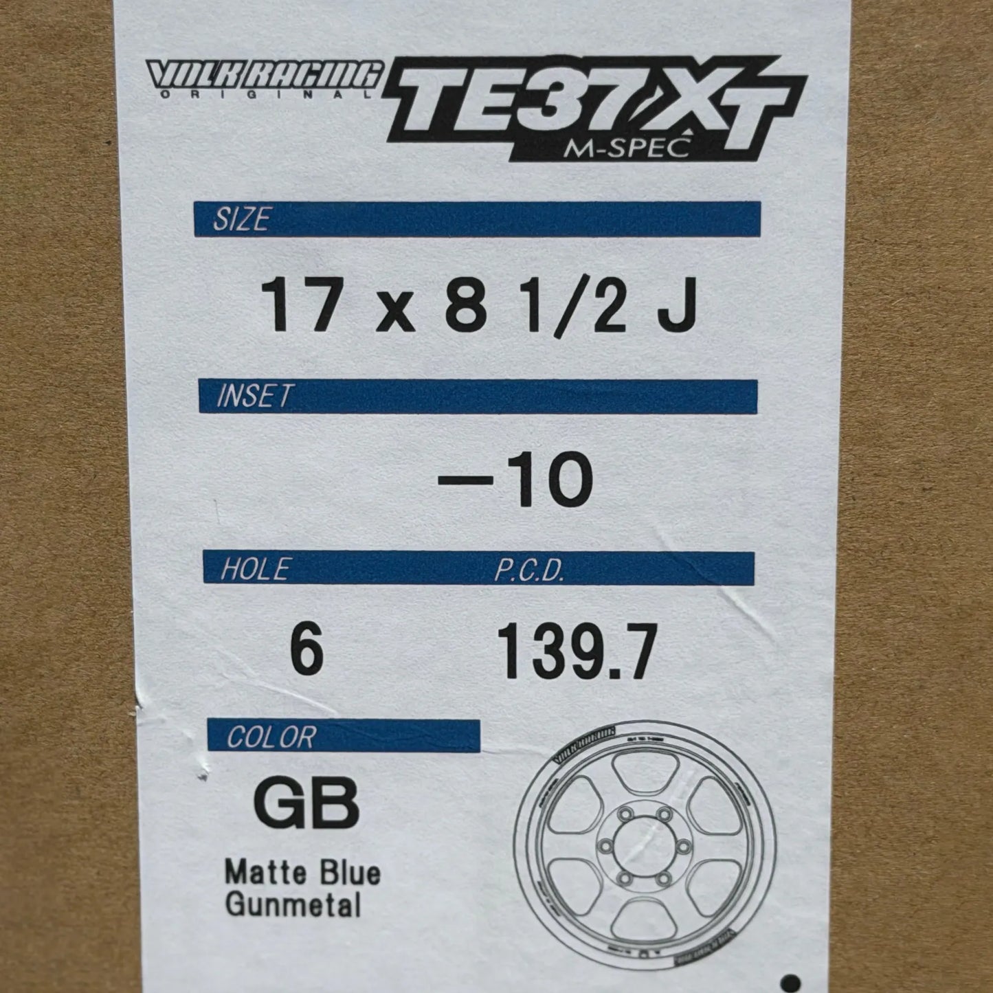 Volk Racing TE37XT M-Spec 17x8.5 -10 6x139.7 Matte Blue Gunmetal (SET)