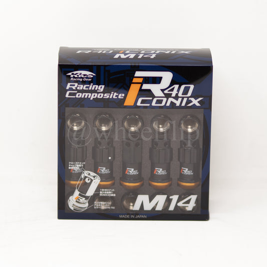 Project Kics R40 Iconix Lug Nuts Black 14x1.50 (16+4 Locks / Capless)