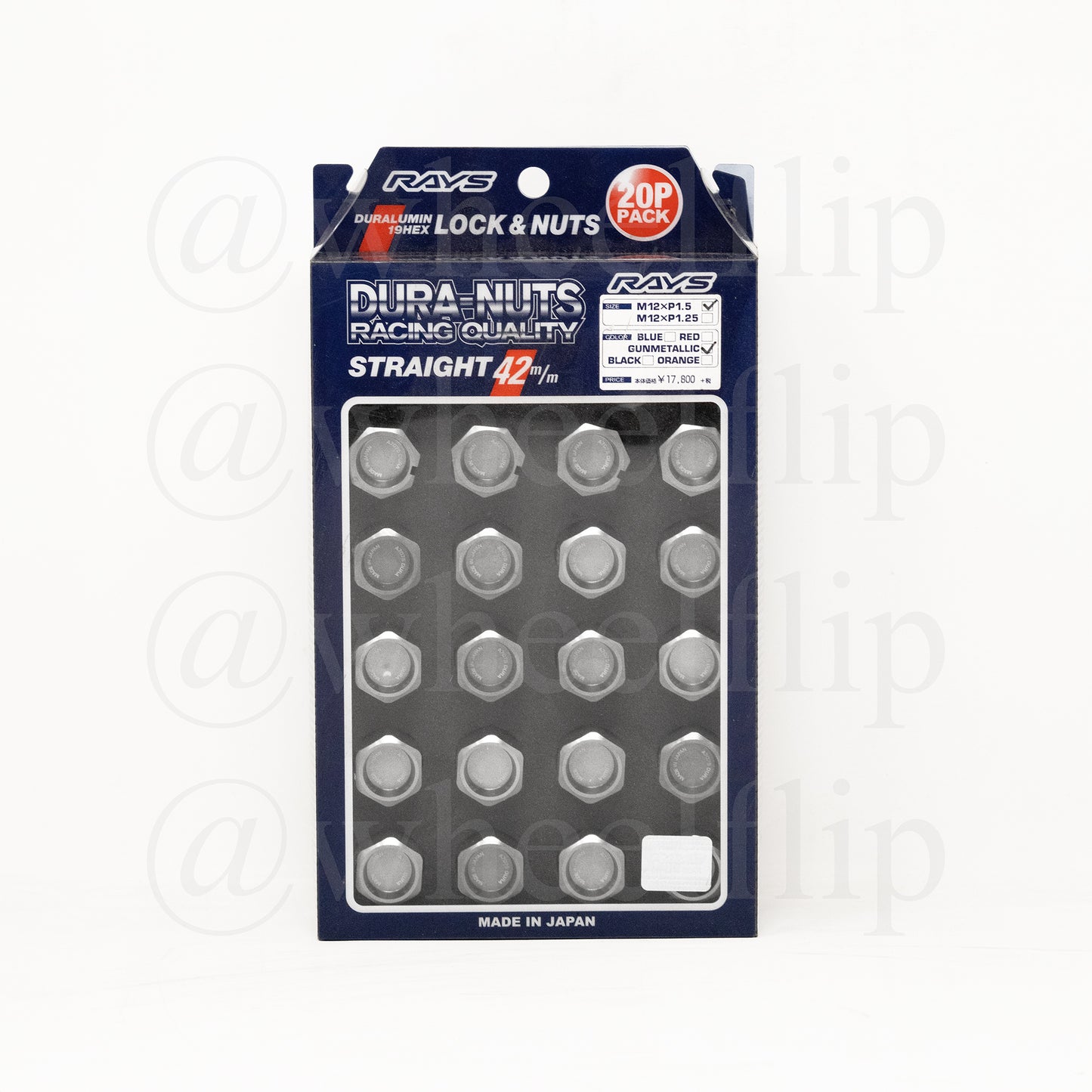 Rays L42 Dura-Nut Straight Type Lug Nuts Gunmetal 12X1.50 (16+4 Locks)