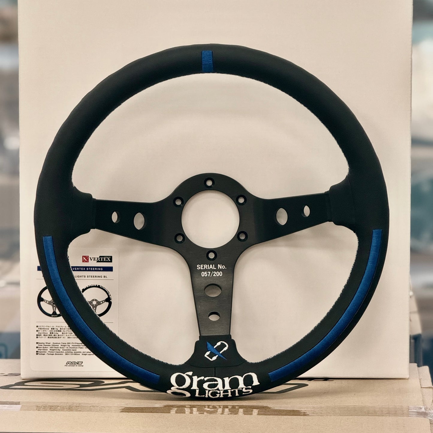 RAYS x VERTEX Collab Steering Wheel / Gram Lights - Blue 330mm