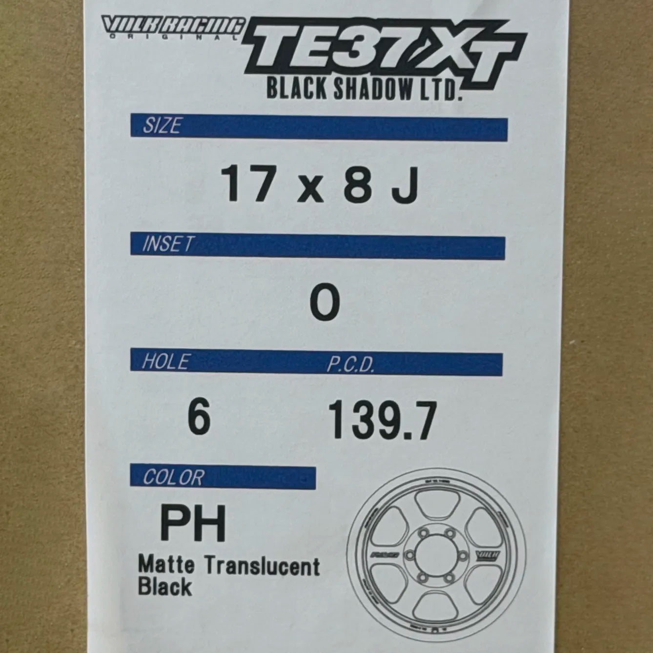 Volk Racing TE37XT Black Shadow LTD 17x8 +0 6x139.7 Matte Translucent Black (SET)