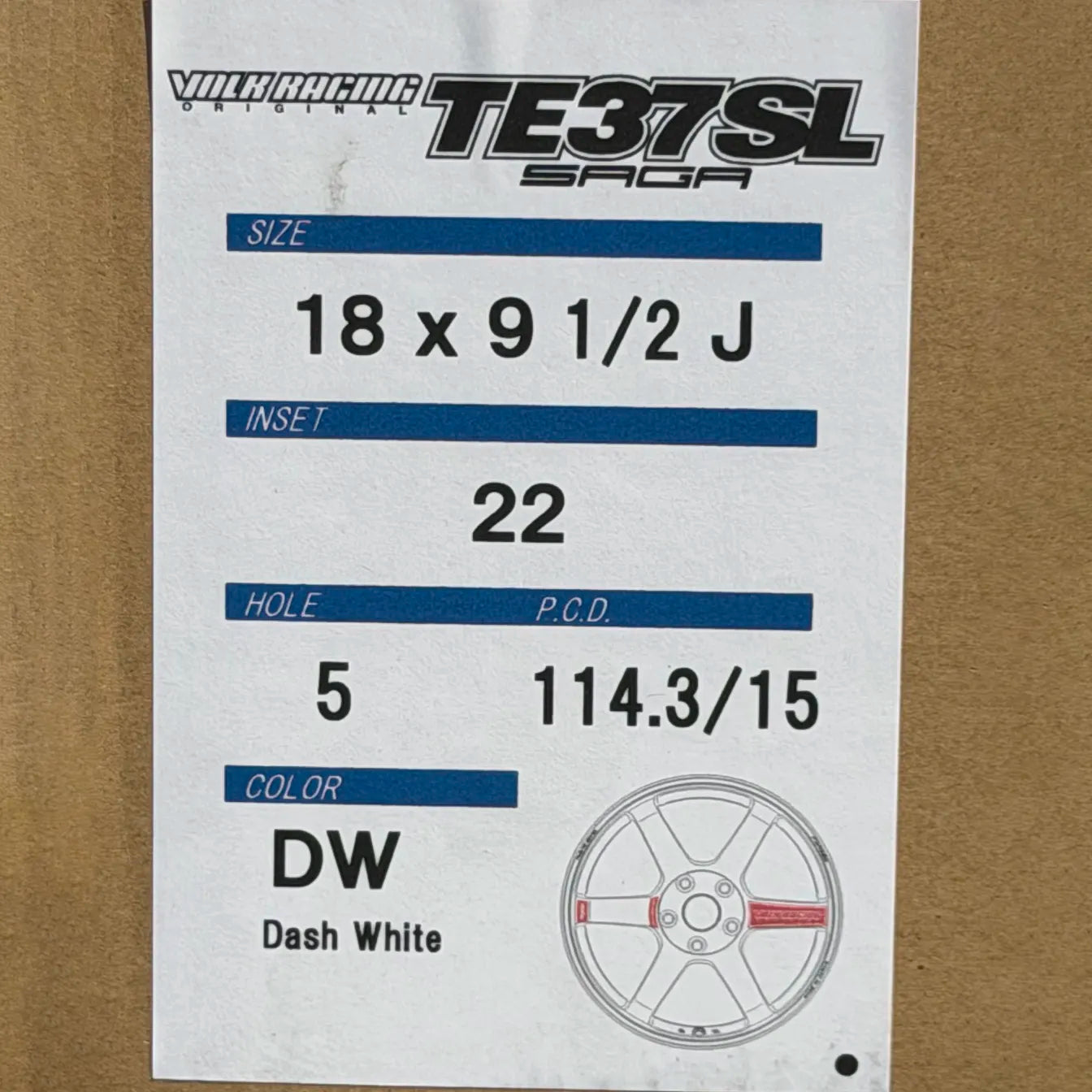 Volk Racing TE37 Saga SL 18x9.5 +22 5x114.3 Dash White (SET)