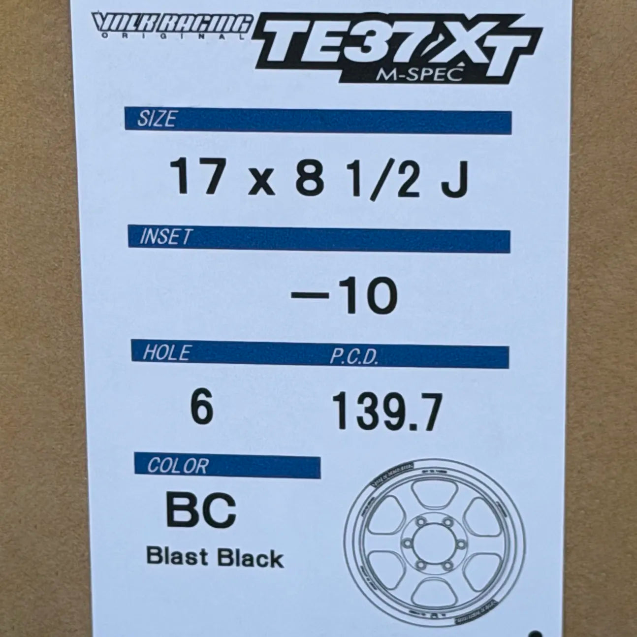 Volk Racing TE37XT M-Spec 17x8.5 -10 6x139.7 Blast Black (SET)