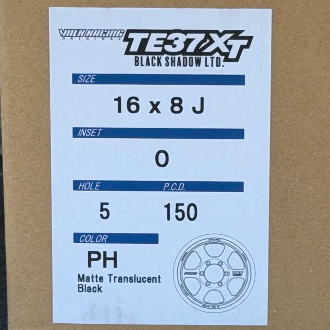 Volk Racing TE37XT Black Shadow LTD 16x8 +0 5x150 Matte Translucent Black (SET)