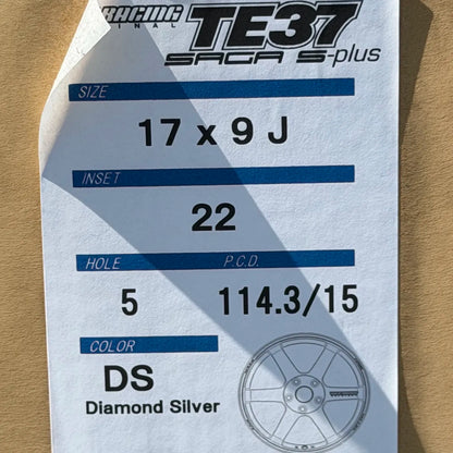 Volk Racing TE37 Saga S-Plus 17x9 +22 5x114.3 Diamond Silver (SET)