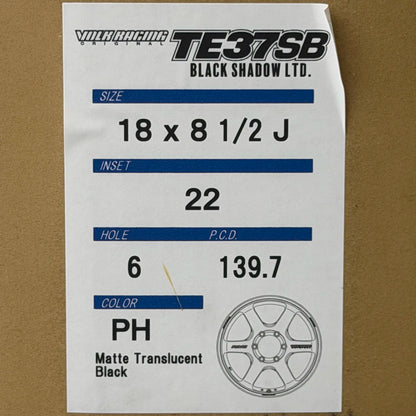 Volk Racing TE37SB Black Shadow LTD 18x8.5 +22 6x139.7 Matte Translucent Black (SET)