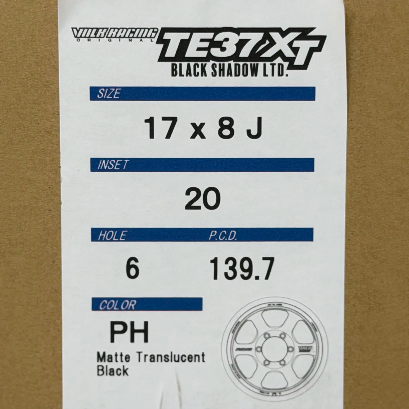 Volk Racing TE37XT Black Shadow LTD 17x8 +20 6x139.7 Matte Translucent Black (SET)