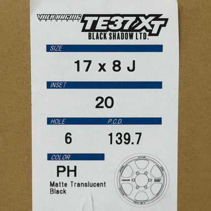 Volk Racing TE37XT Black Shadow LTD 17x8 +20 6x139.7 Matte Translucent Black (SET)