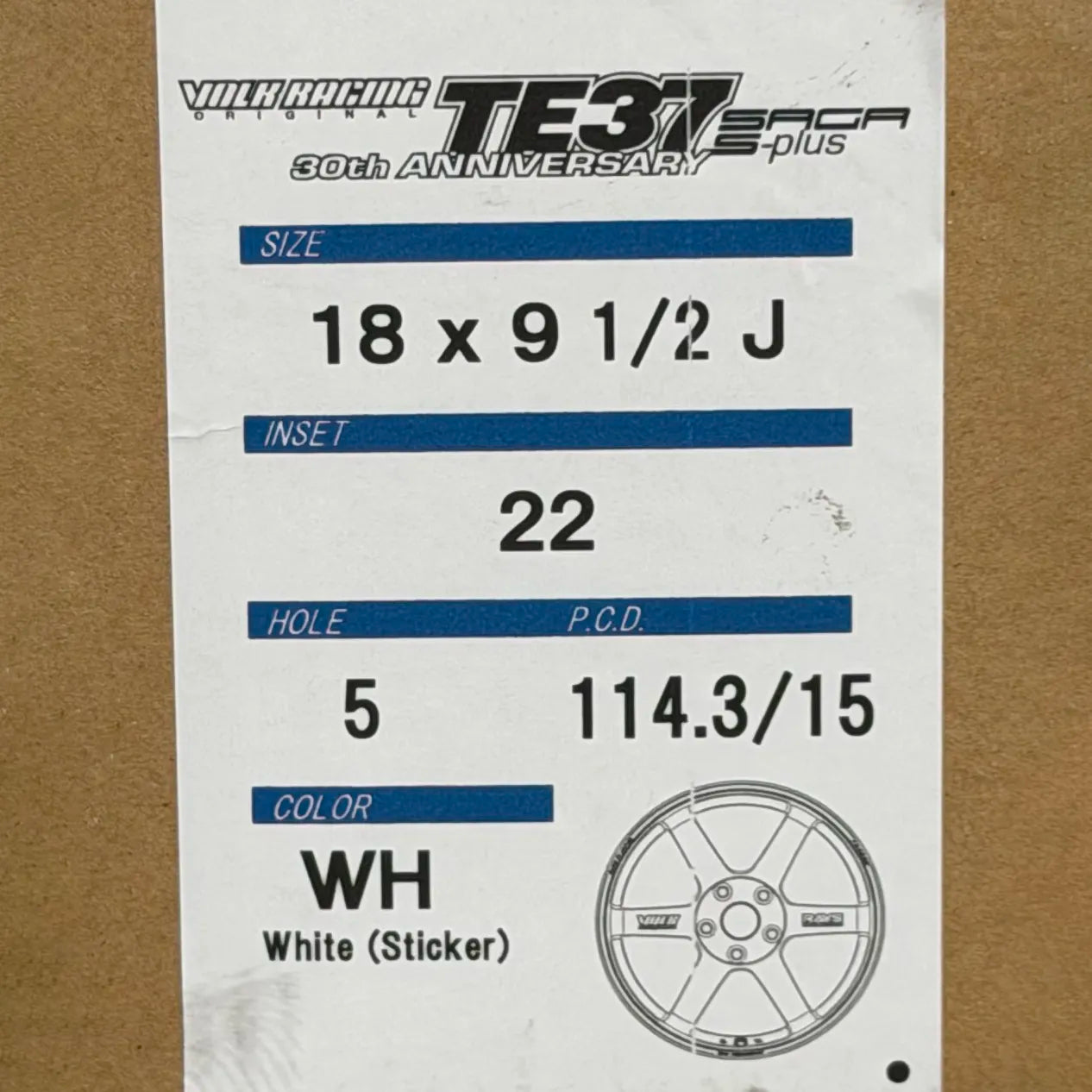 Volk Racing TE37 Saga S-Plus 30th Anniversary Sticker Ver. 18x9.5 +22 5x114.3 White (SET)