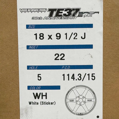 Volk Racing TE37 Saga S-Plus 30th Anniversary Sticker Ver. 18x9.5 +22 5x114.3 White (SET)