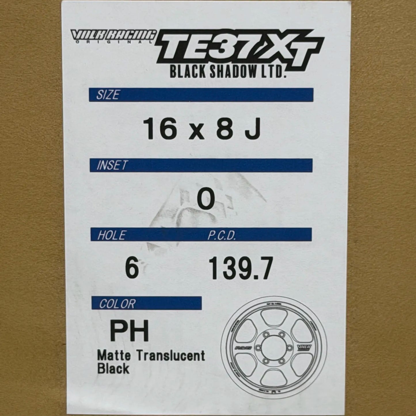 Volk Racing TE37XT Black Shadow LTD 16x8 +0 6x139.7 Matte Translucent Black (SET)