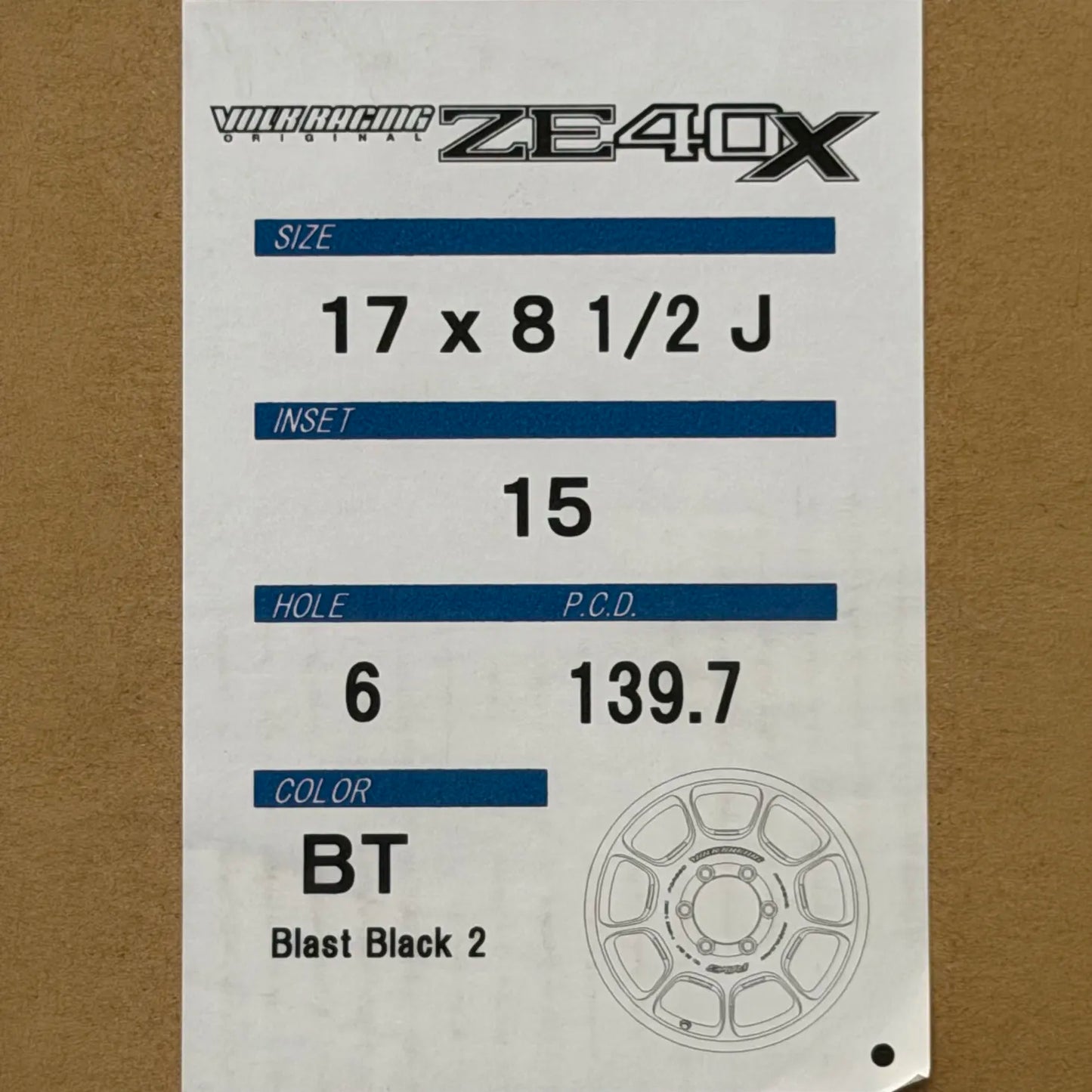 Volk Racing ZE40X 17x8.5 +15 6x139.7 Blast Black 2 (SET)
