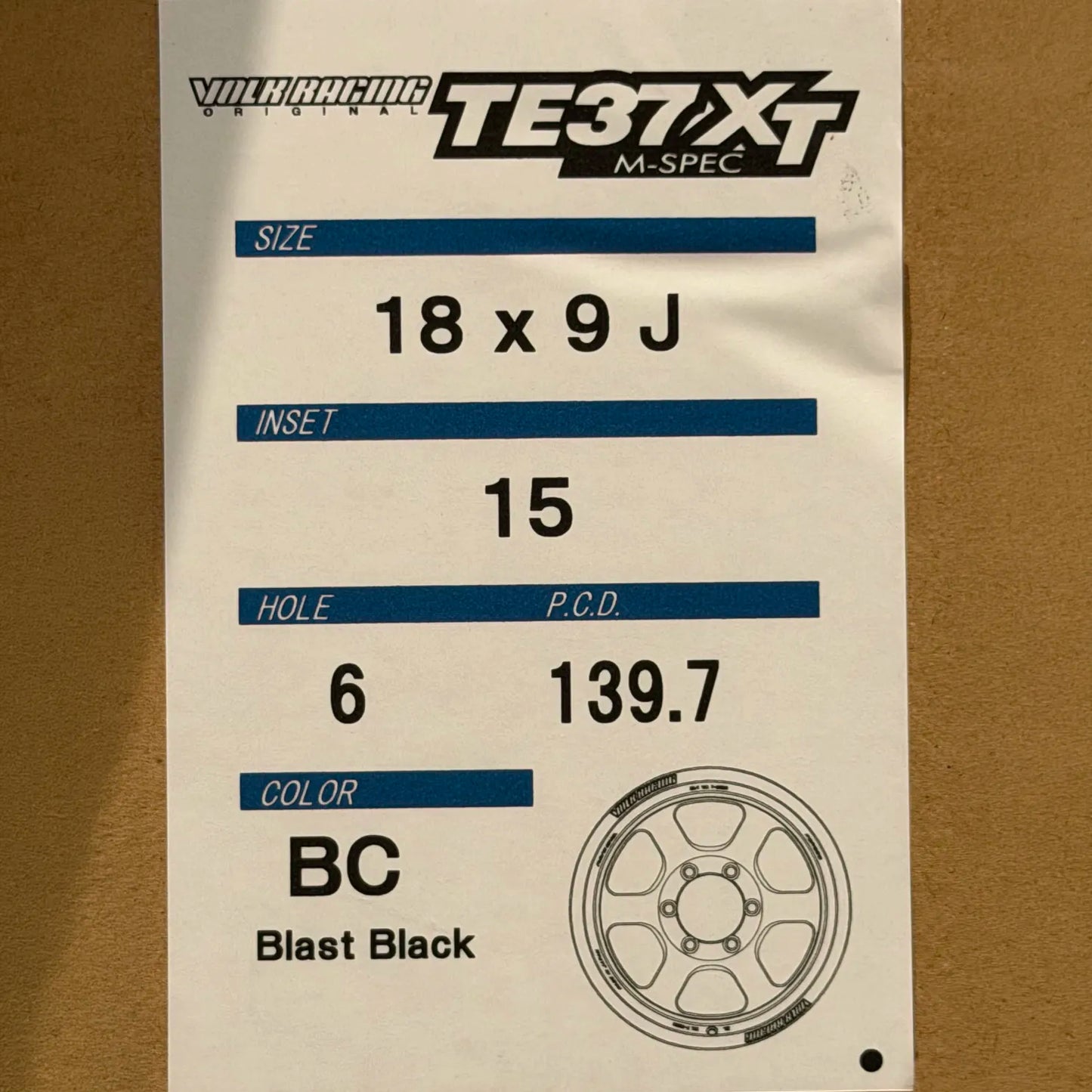 Volk Racing TE37XT M-Spec 18x9 +15 6x139.7 Blast Black (SET)