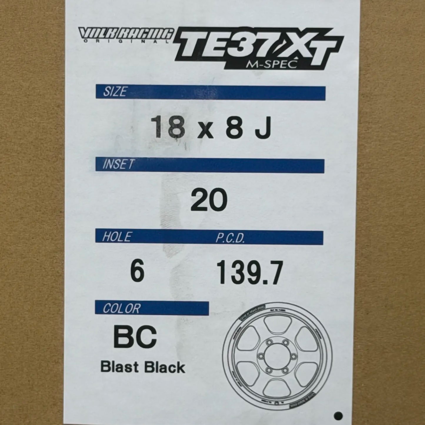 Volk Racing TE37XT M-Spec 18x8 +20 6x139.7 Blast Black (SET)